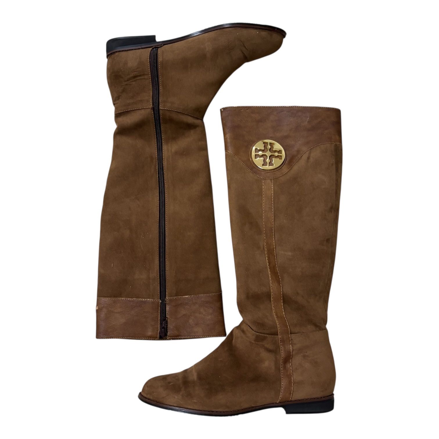TORY BURCH トリーバーチ スエード ロングブーツ ブラウン ゴールド
