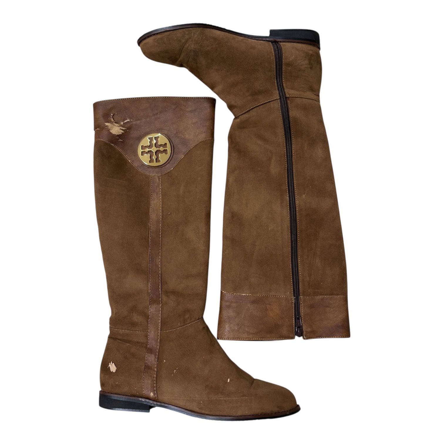 TORY BURCH トリーバーチ スエード ロングブーツ ブラウン ゴールド