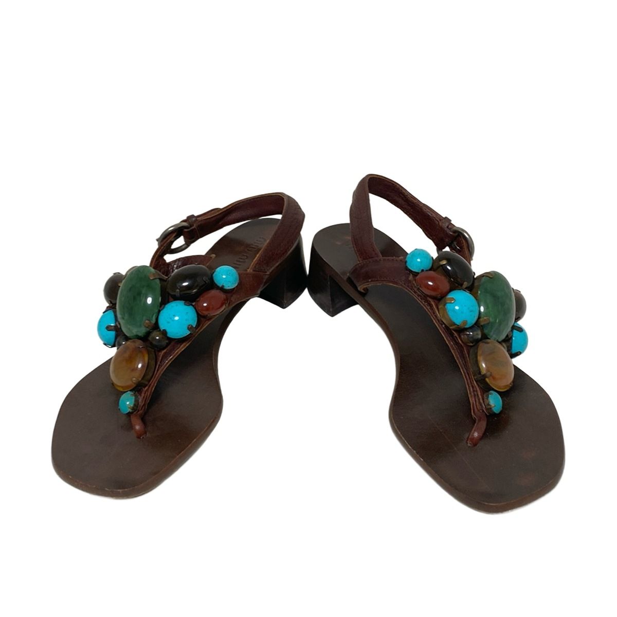 miumiu(ミュウミュウ) サンダル 35 レディース ダークブラウン×マルチ