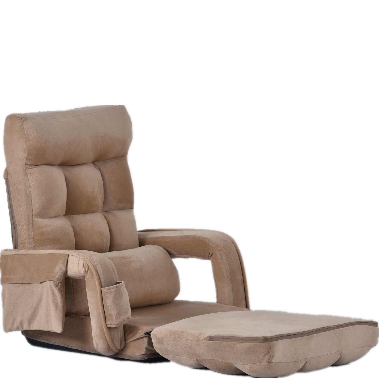 座椅子 リクライニング14段ギアリクライニングチェアー ファブリック【ベージュ】 座椅子 リクライニング 肘掛け 14段ギア リクライニングチェアー