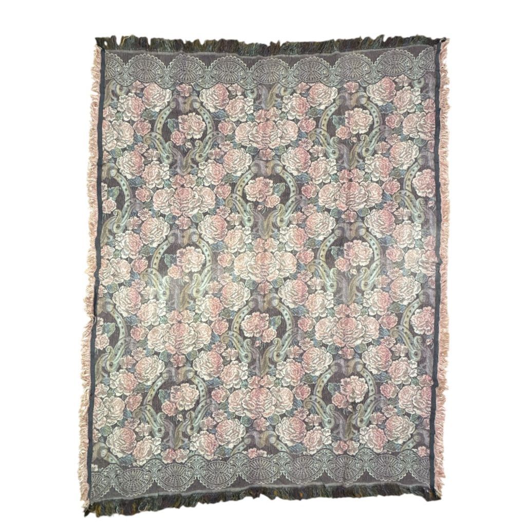 vintageラグ ブランケット マルチカバー タペストリー フラワー 花