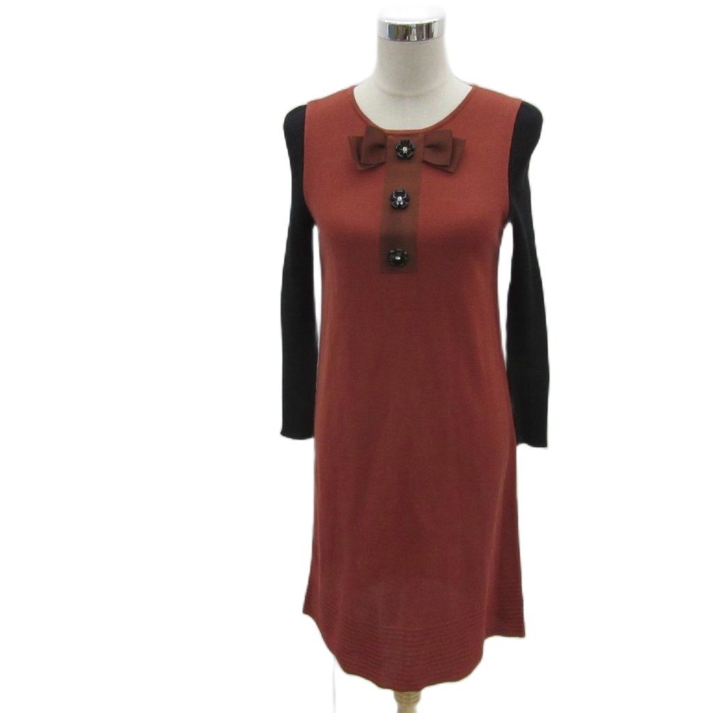 エムズグレイシー M'S GRACY ニットワンピース 38 M コーラルピンク