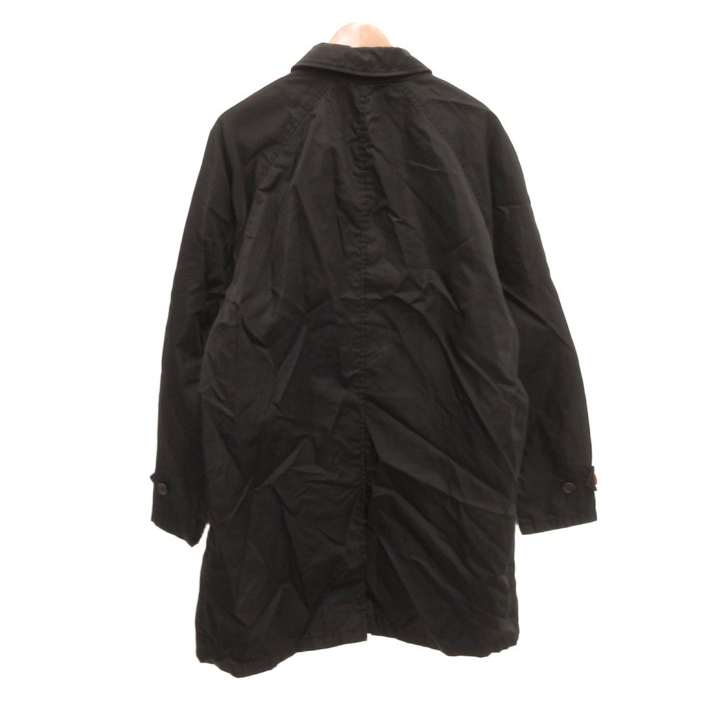 プラダ PRADA ステンカラーコート 比翼 ナイロン サテン M 黒 ブラック