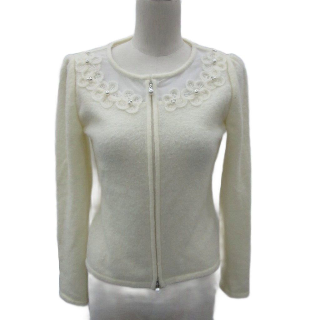 【美品】Rene ルネ パールジップカーディガン ワンピース 38 大きいサイズ ルネ Rene ニットカーディガン ミドル丈 34 XS 小さいサイズ