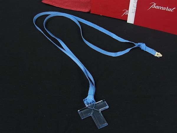 □美品□ Baccarat バカラ クリスタルガラス 十字架 クロス ネックレス
