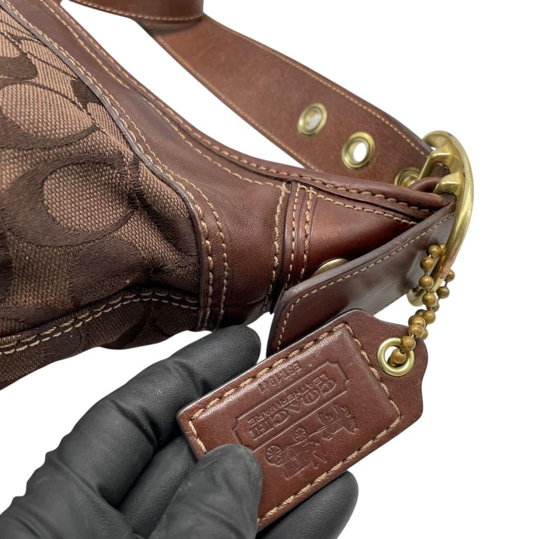 極美品 COACH コーチ ショルダーバッグ キャンバス レザー ブラウン