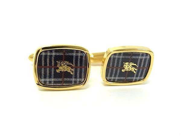 □美品□ Burberrys バーバリーズ ノバチェック カフスボタン