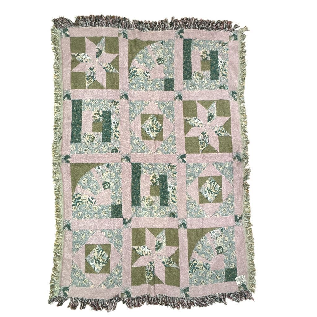 vintageラグ ブランケット マルチカバー タペストリー フラワー 花 USA