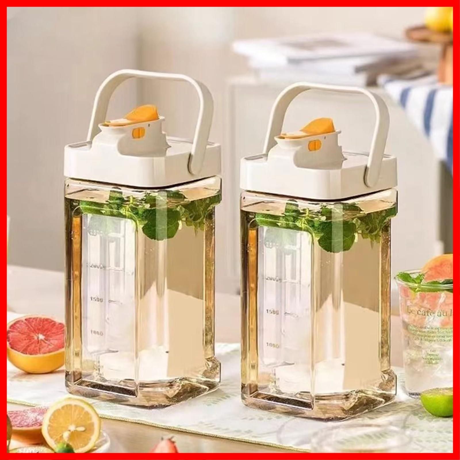【人気商品】MGOXO 麦茶ポット ピッチャー お茶ポット 横置き ドリンクサーバー 3.5L 冷水筒 ティーポット 蓋付き 割れない 洗いやすい おしゃれ 持ちやすい 夏アイテム アウトドア 広口 (オフホワイト)