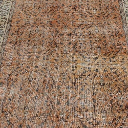 トルコヴィンテージラグ くすみレッド オリエントラグ ダブルフレーム