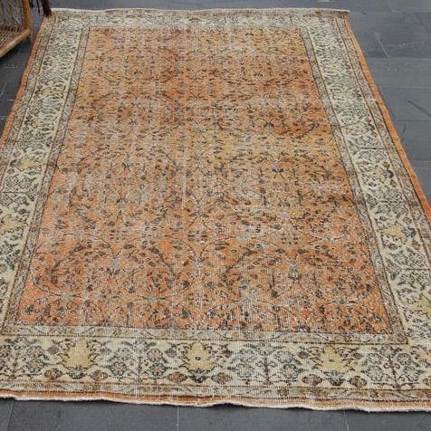 トルコヴィンテージラグ くすみレッド オリエントラグ ダブルフレーム