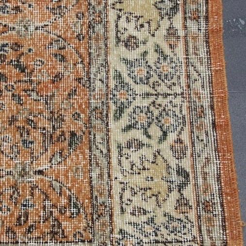 トルコヴィンテージラグ くすみレッド オリエントラグ ダブルフレーム