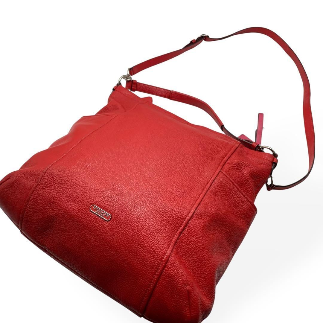 極美品】コーチ 6348 ソーホー ワンハンドバッグ レザー キャンバス 赤