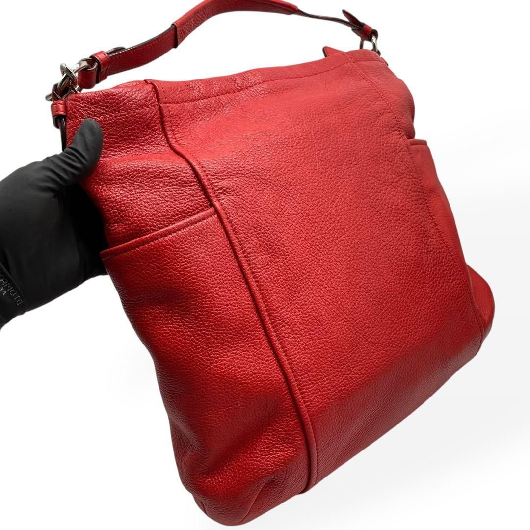 極美品 COACH コーチ 2way ショルダーバッグ ハンドバッグ レザー 赤
