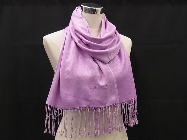 □極美品□ LANVIN ランバン シルク×カシミヤ フリンジ マフラー