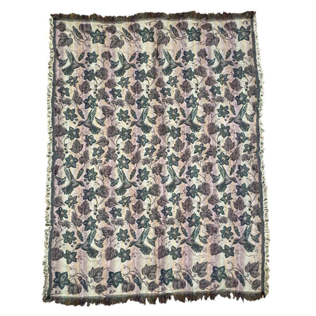 vintageラグ ブランケット マルチカバー タペストリー フラワー 花