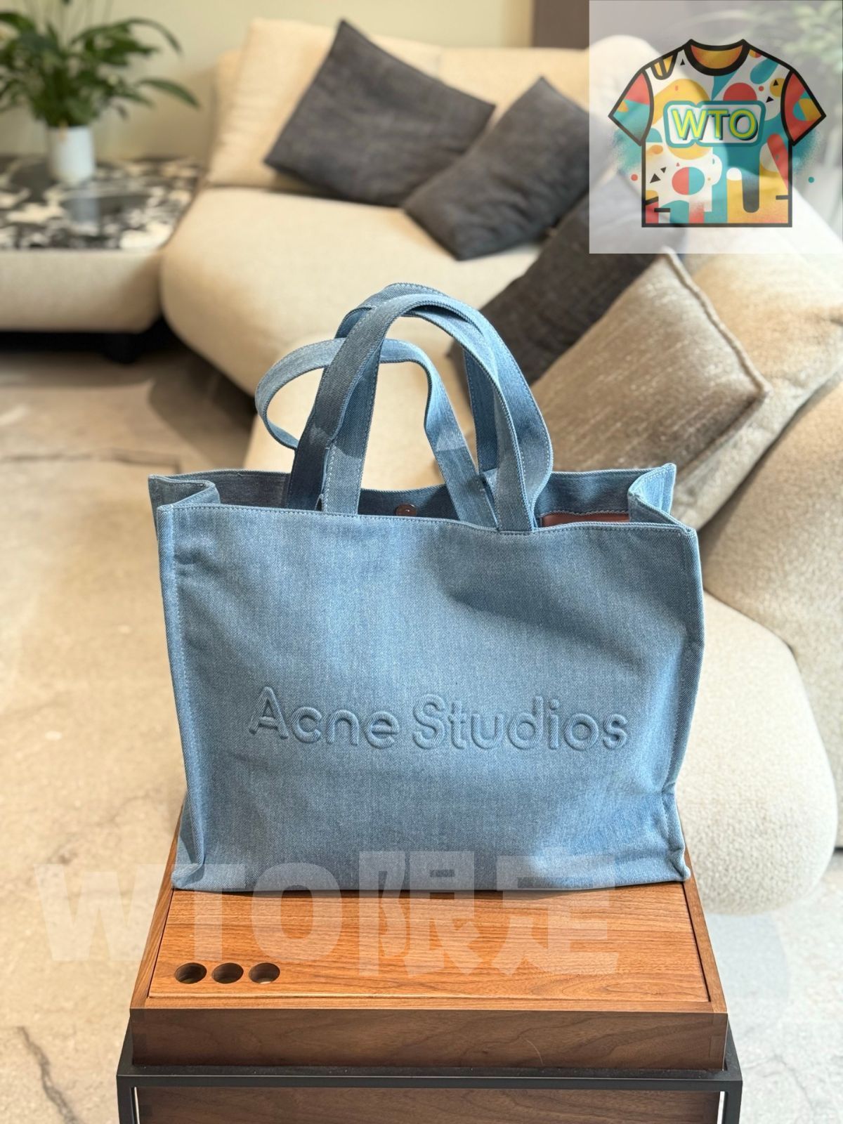 今日特価】Acne Denim Tote Bag アクネ デニム トートバッグ-WTO輸入1