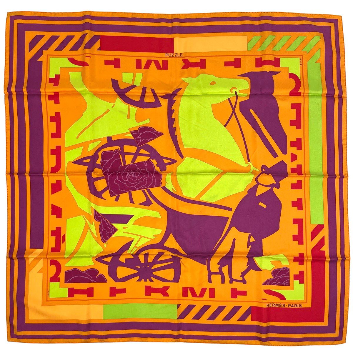 エルメス HERMES カレ 90 PUZZLE パズル ホース スカーフ シルク