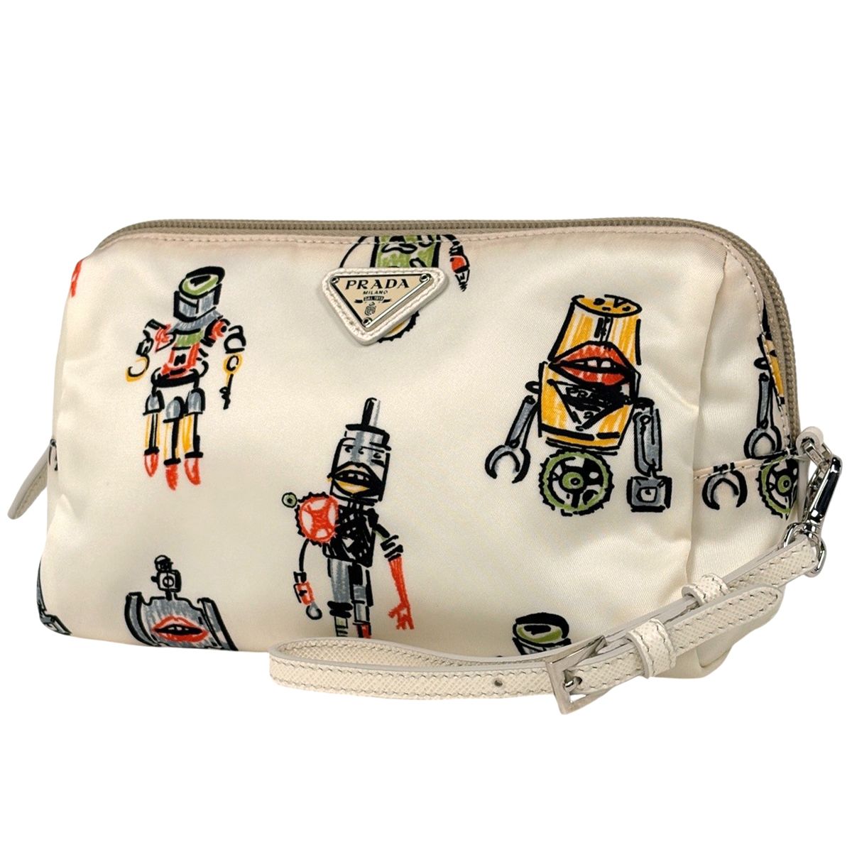 PRADAポーチロボット プラダ PRADA ロゴプレート ポーチ ロボット 化粧ポーチ テスート