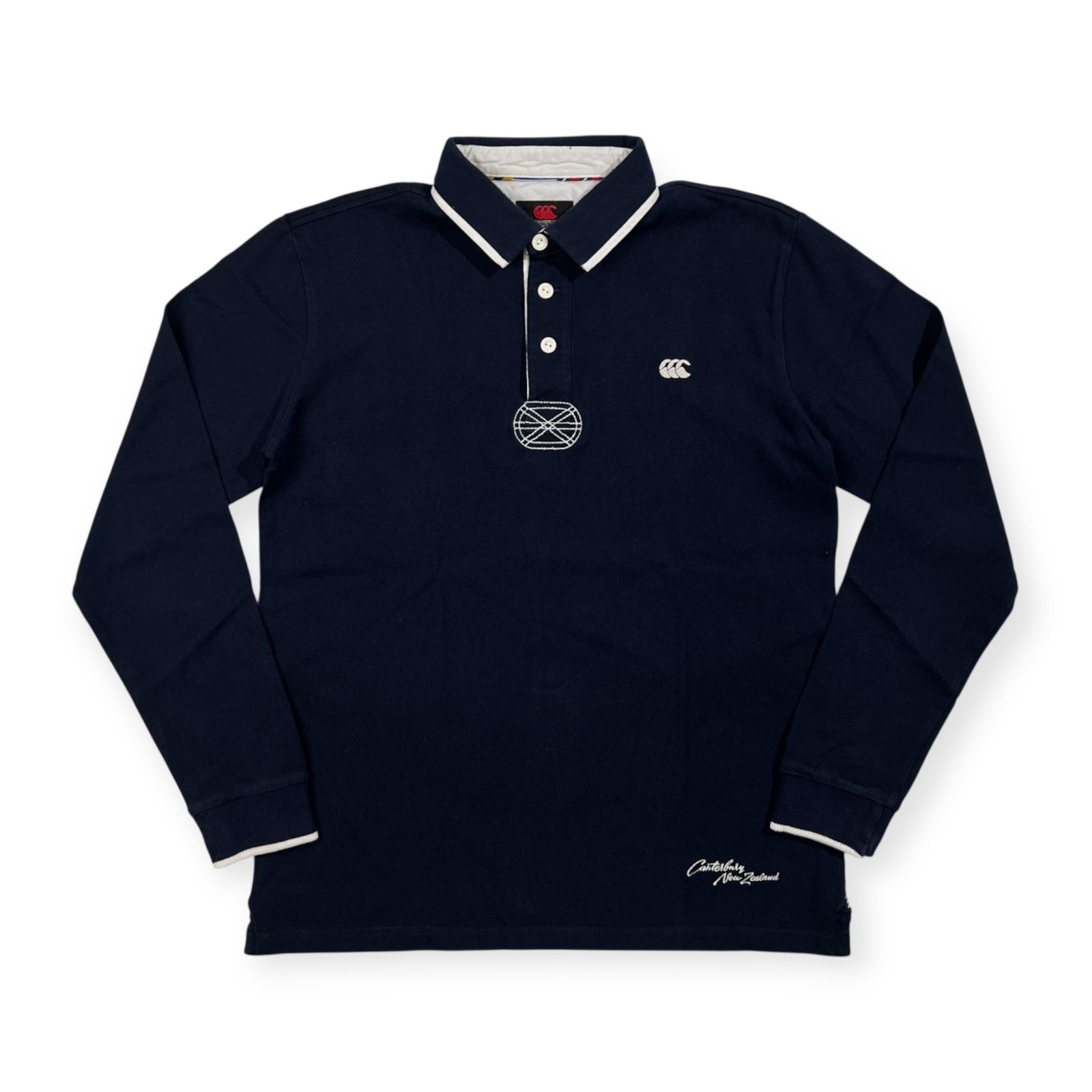 Canterbury ラガーシャツ Mサイズ ネイビー CANTERBURY カンタベリー ワンポイント刺繍 長袖 ラガーシャツ サイズ