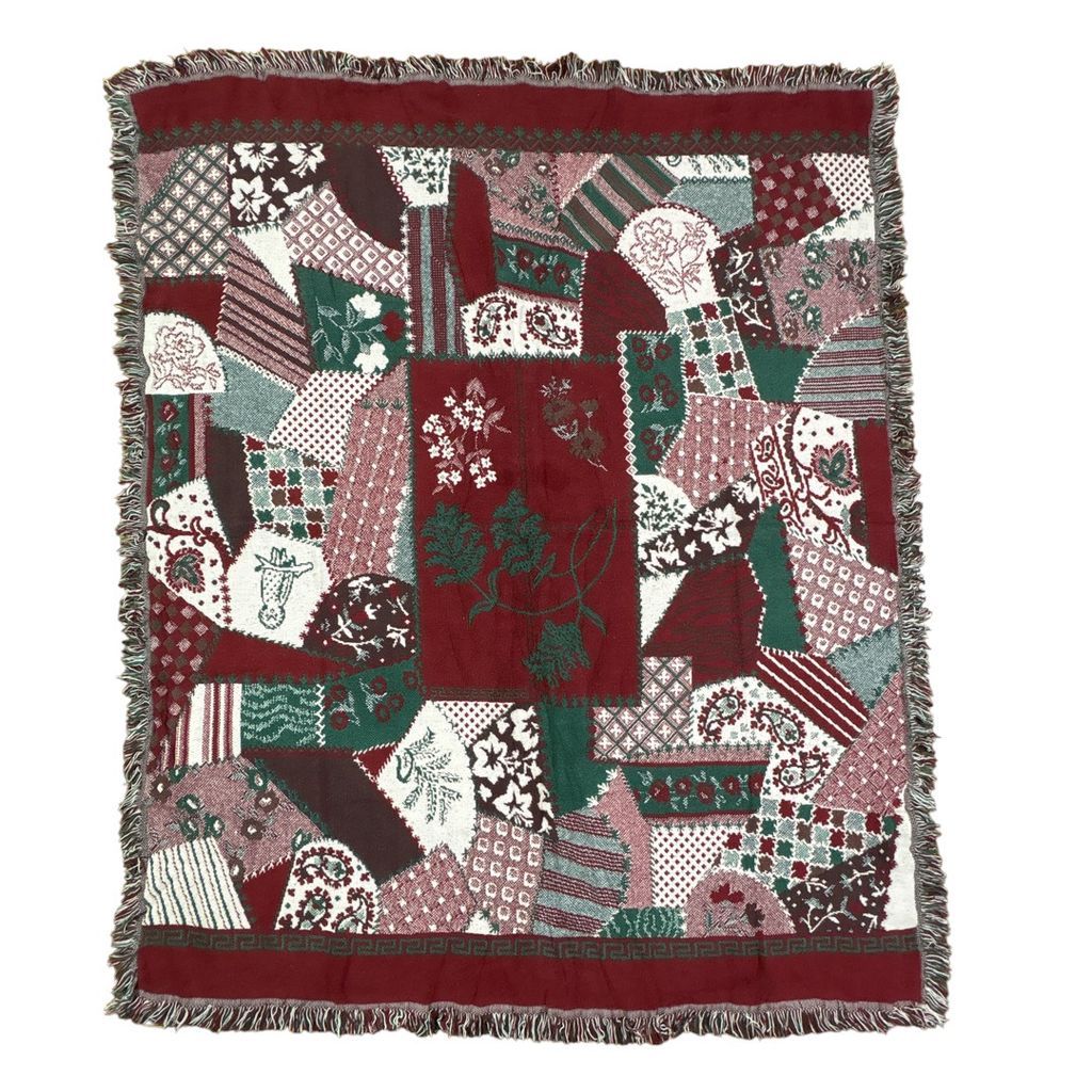 vintageラグ ブランケット マルチカバー タペストリー USA製 MADE IN USA フラワー 花 パッチワーク ドット チェック ストライプ つぎはぎ Rug Throw Blanket Flower 2530