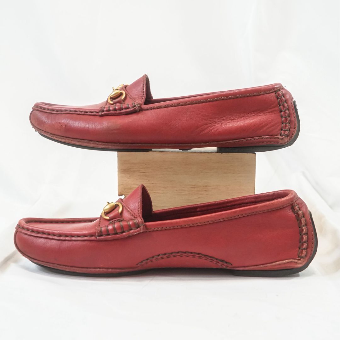 グッチ GUCCI ホースビット ローファー レザー レッド 6 1/2 - メルカリ