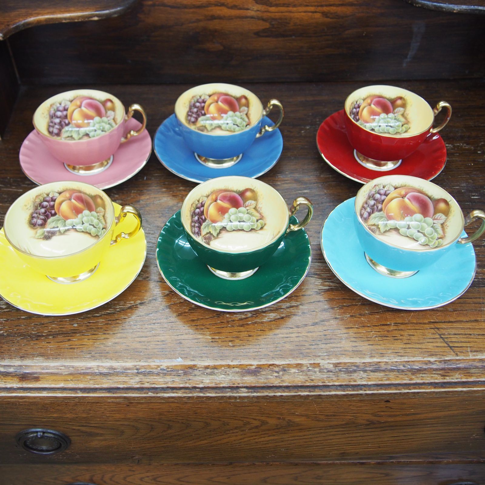未使用 英国 エインズレイ フルーツ柄 6客セット カップ ソーサー