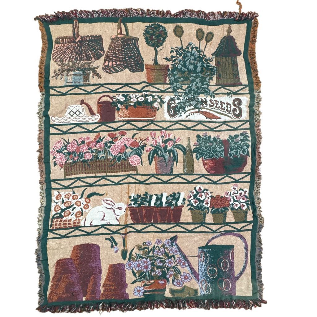 vintageラグ ブランケット マルチカバー タペストリー フラワー 花