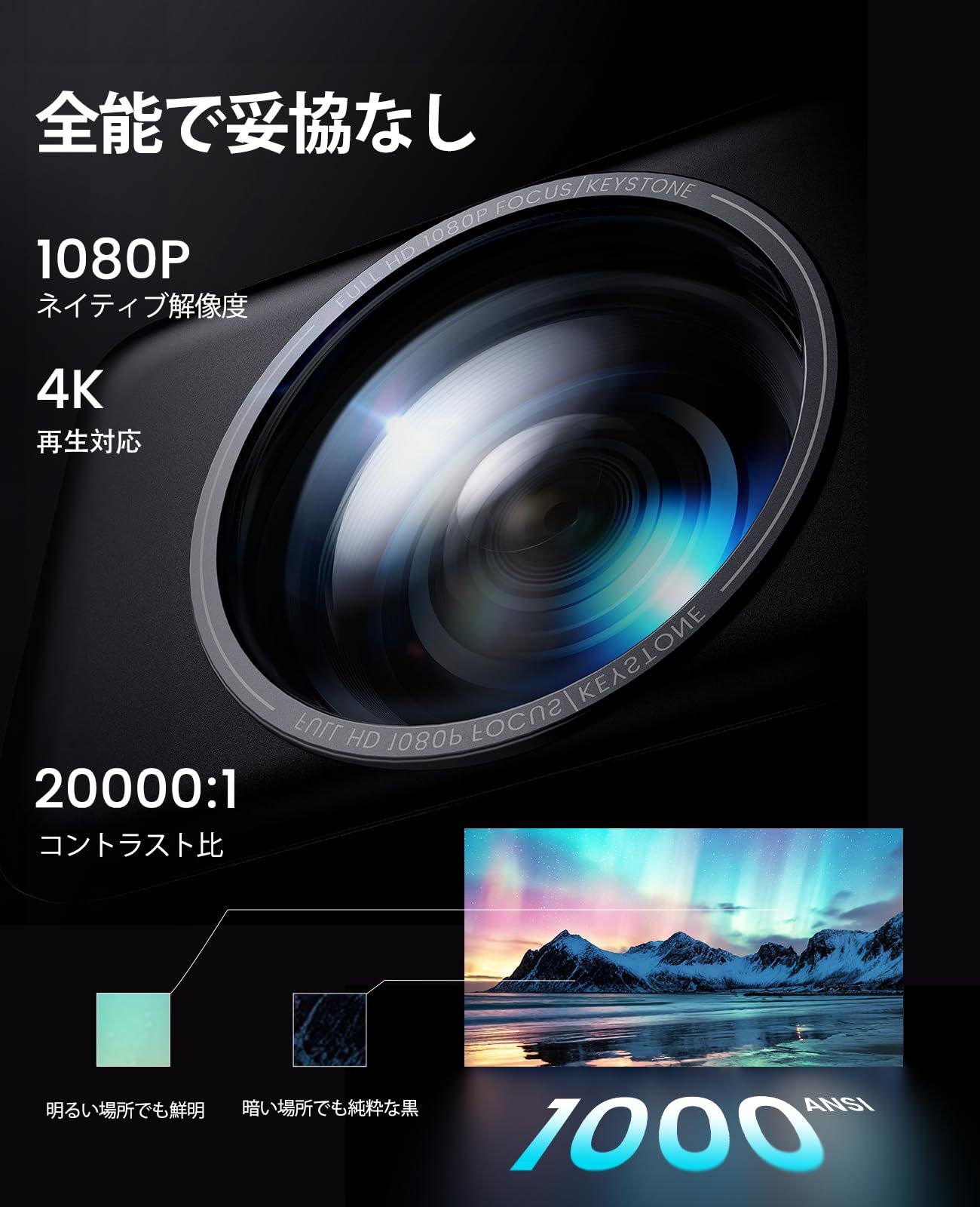 新品 プロジェクター 4k【Netflixライセンス&20WDoIby対応】1000ASNI高