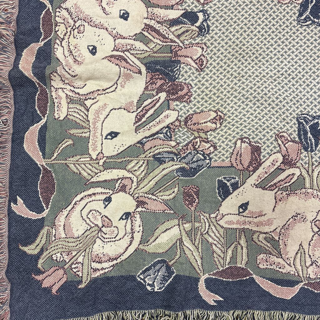 vintageラグ ブランケット マルチカバー タペストリー フラワー 花