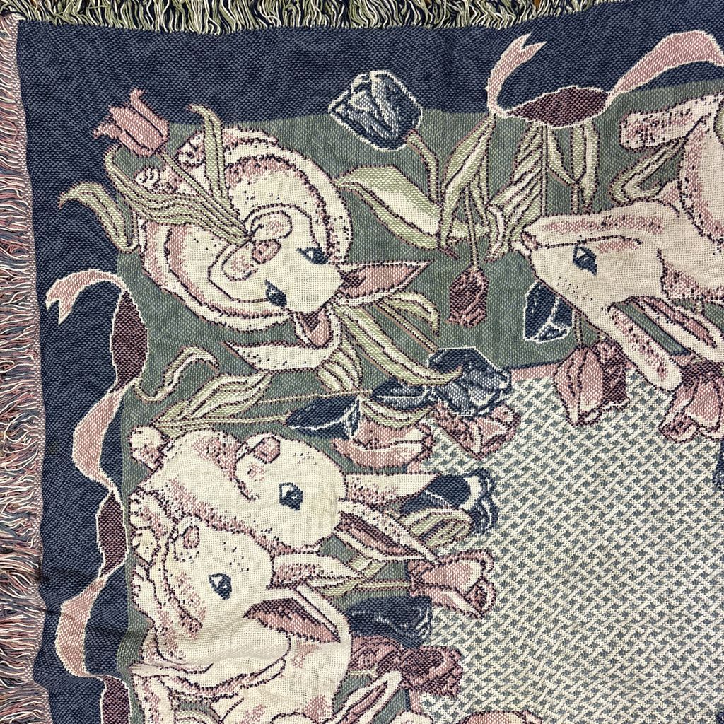 vintageラグ ブランケット マルチカバー タペストリー フラワー 花