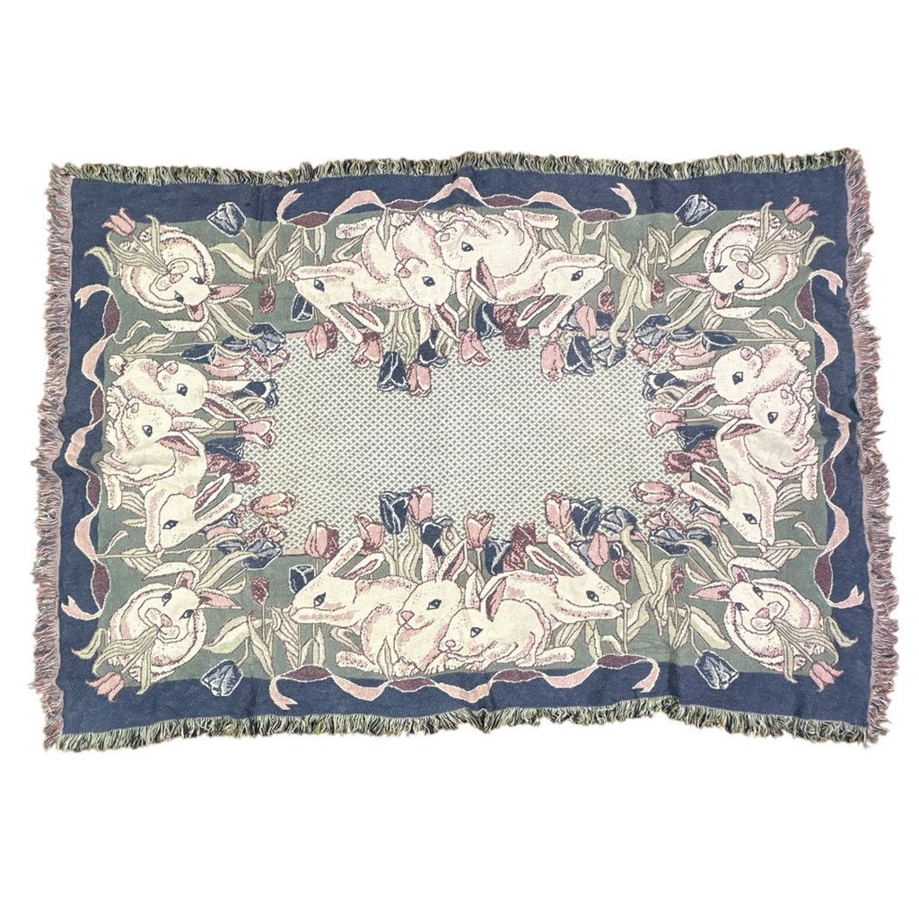 vintageラグ ブランケット マルチカバー タペストリー フラワー 花