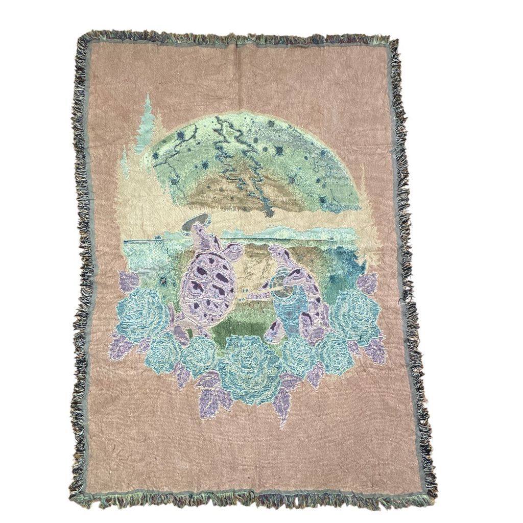 vintageラグ ブランケット マルチカバー タペストリー フラワー 花