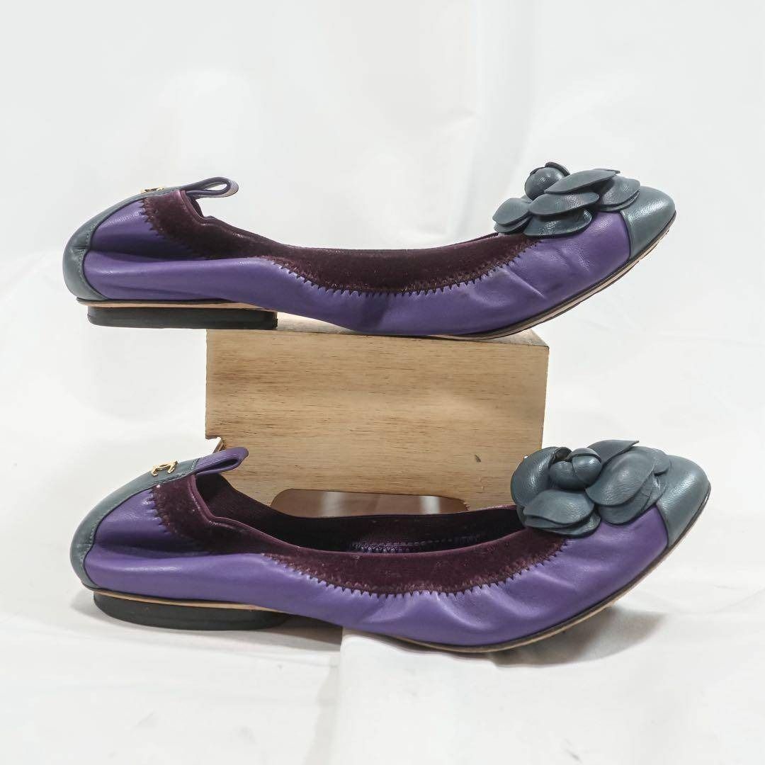 CHANEL カメリア フラットシューズ 36C ココマーク バレエシューズ