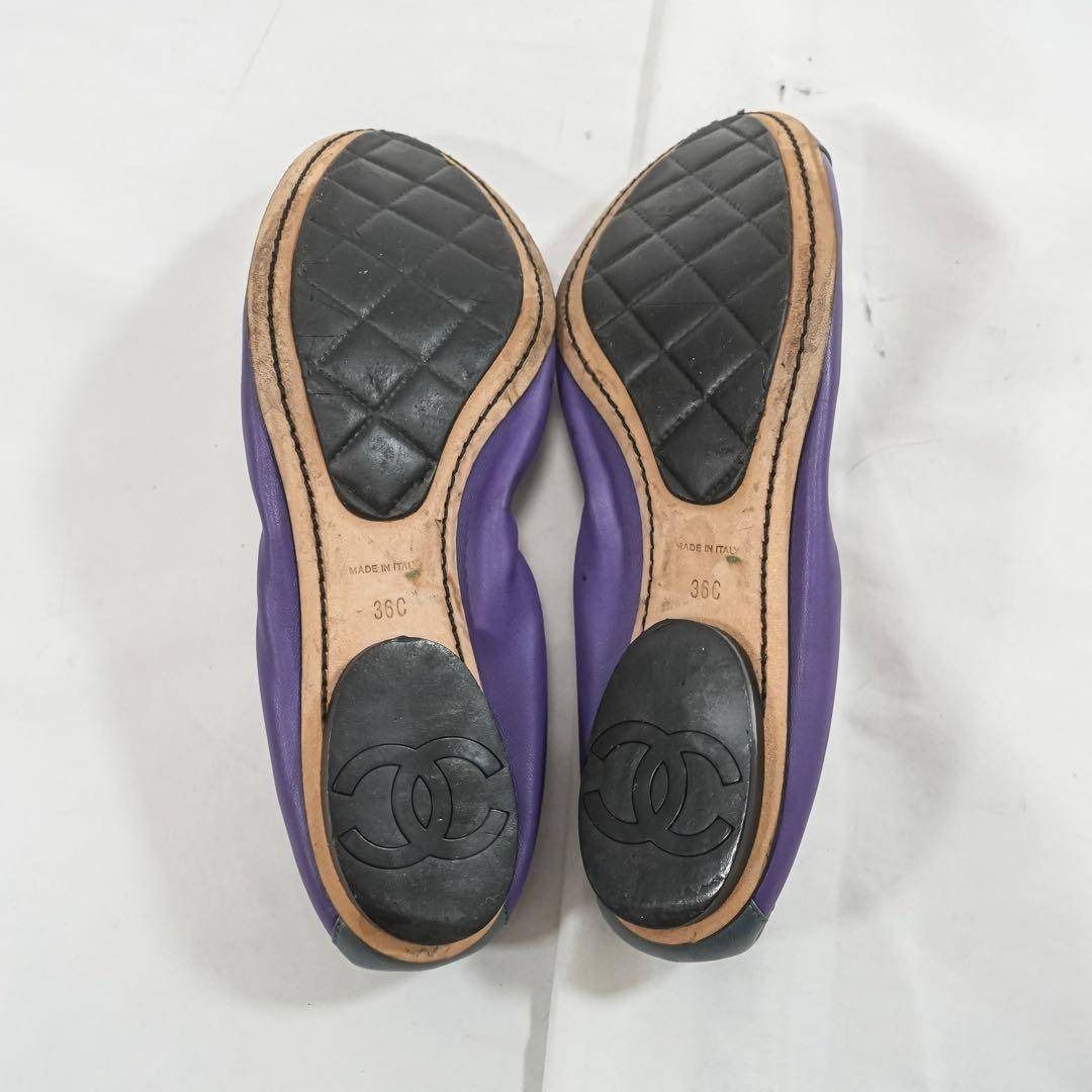CHANEL カメリア フラットシューズ 36C ココマーク バレエシューズ