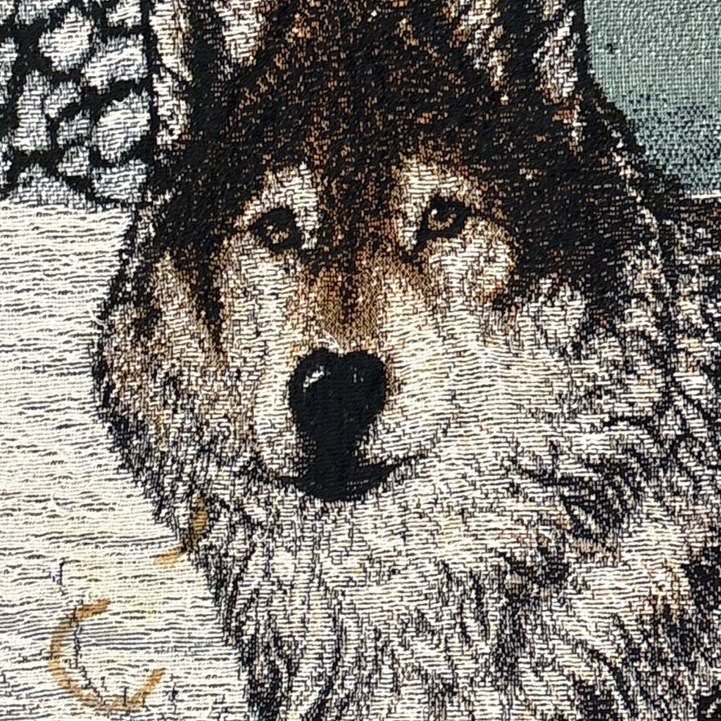 ヴィンテージ Wolf Art Blanket 狼 アニマルプリント ブランケット ヴィンテージ Wolf Art Blanket 狼 アニマルプリント ブランケット