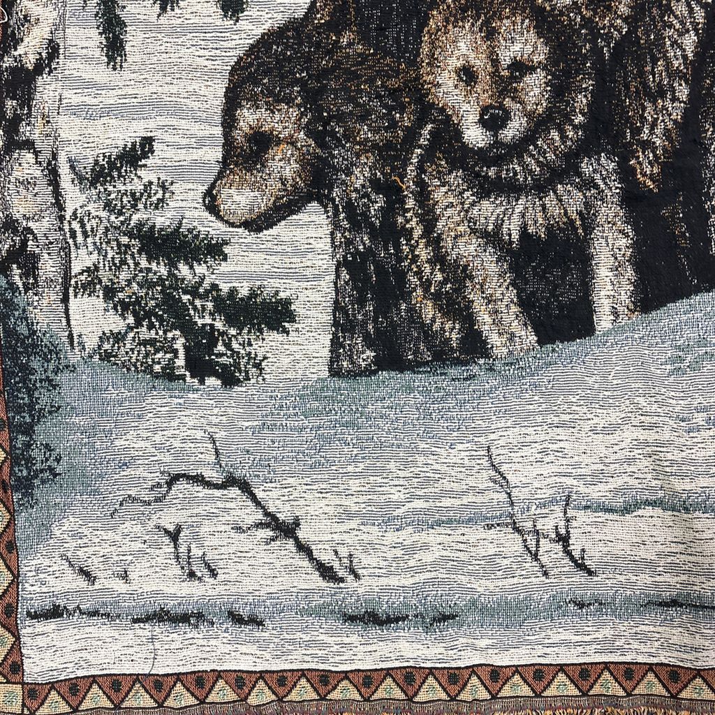ヴィンテージ Wolf Art Blanket 狼 アニマルプリント ブランケット ヴィンテージ Wolf Art Blanket 狼 アニマルプリント ブランケット