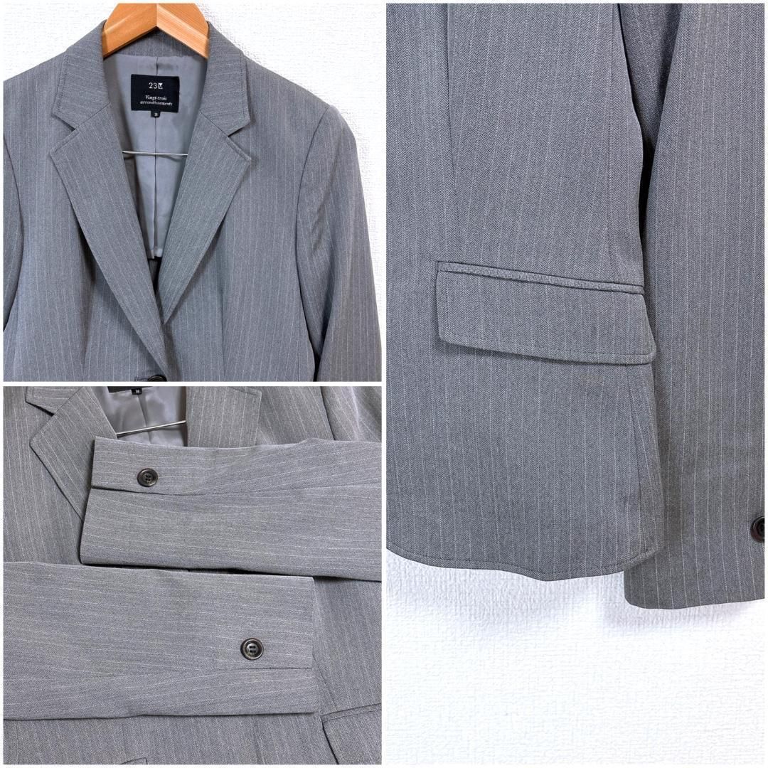 【美品】23区 パンツスーツセットアップ ワンボタン 40 ストライプ 美品】23区 パンツスーツセットアップ ワンボタン 38 ストライプ