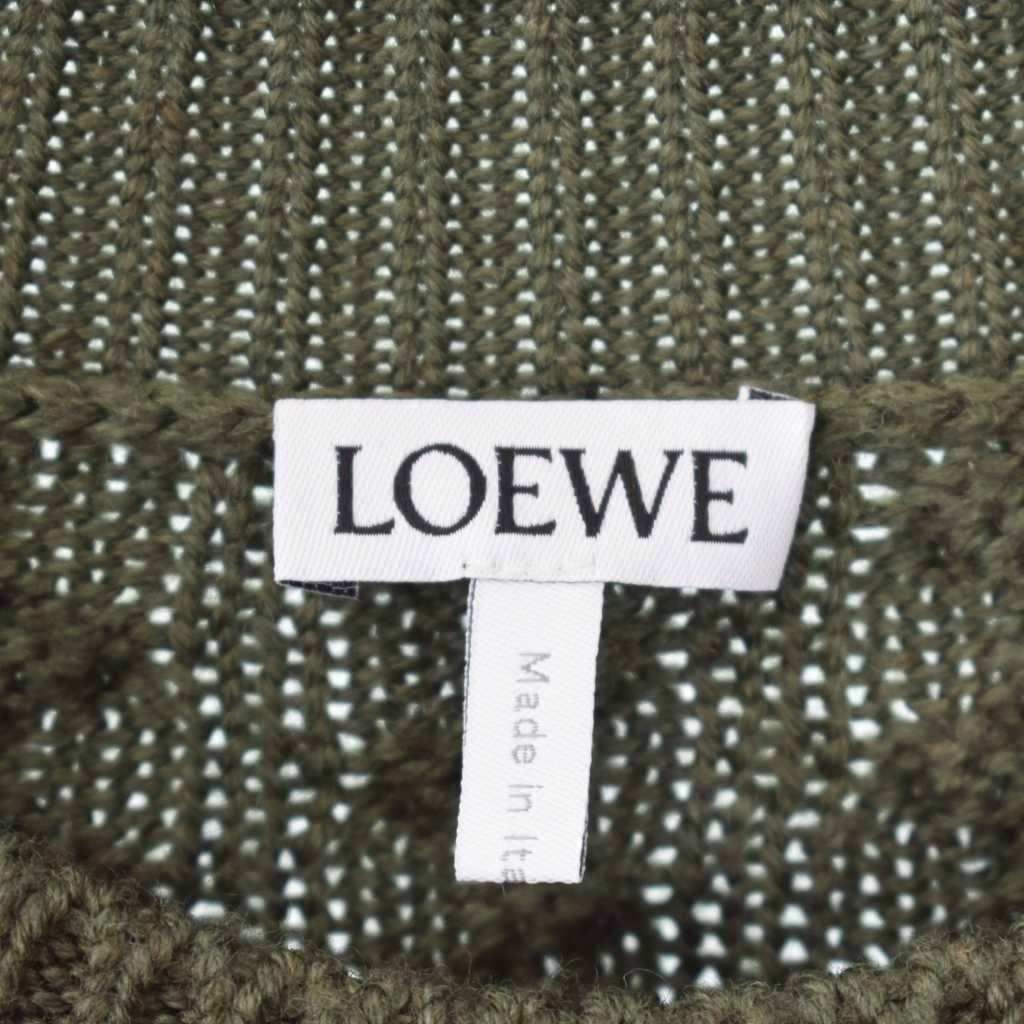 ロエベ LOEWE 21AW アナグラム ケーブル編み ニット セーター M カーキ