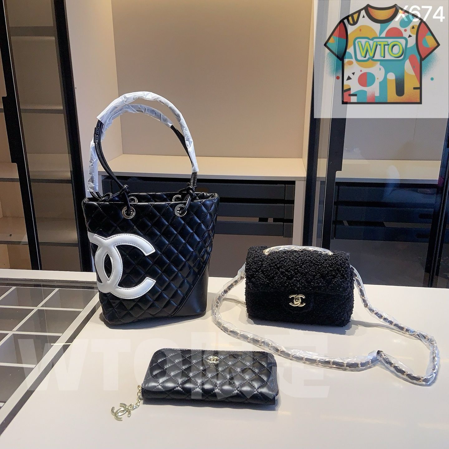 今日特価】Chanel X675 3点セット, トートバッグ＆スクエアバッグ