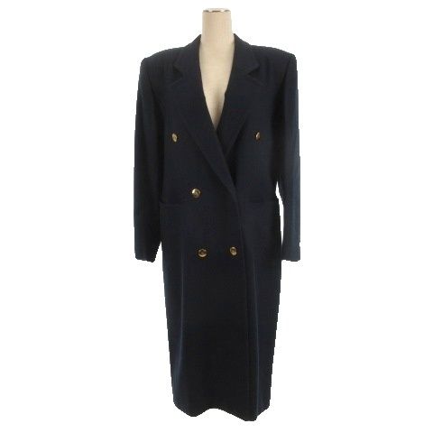 アクアスキュータム AQUASCUTUM コート ウール ロング 金釦 ネイビー