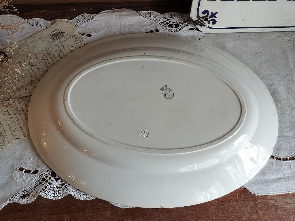 フランス アンティーク 無地 ビストロ 大きい サルグミンヌ 白い