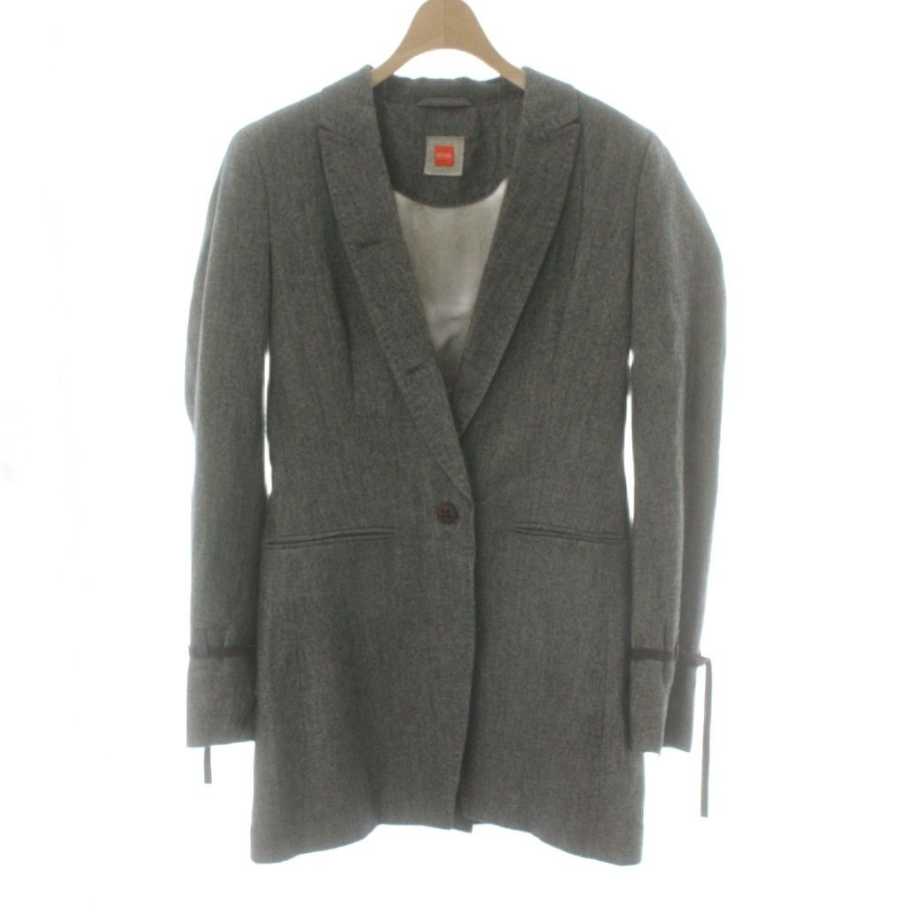 ヒューゴボス テーラードジャケット 麻 リネン 36 グレー  