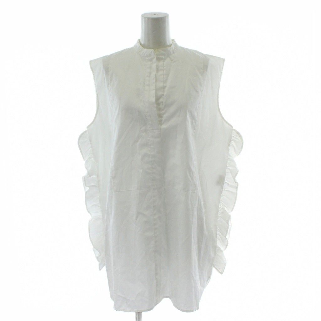 ヨーコチャン YOKO CHAN ノースリーブフリルトリムシャツ ブラウス 38