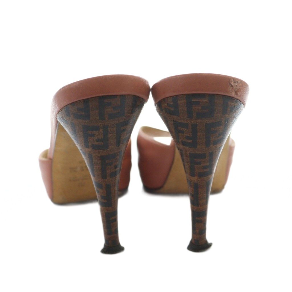 フェンディ FENDI ミュール サンダル レザー ズッカ柄 ロゴ オープン