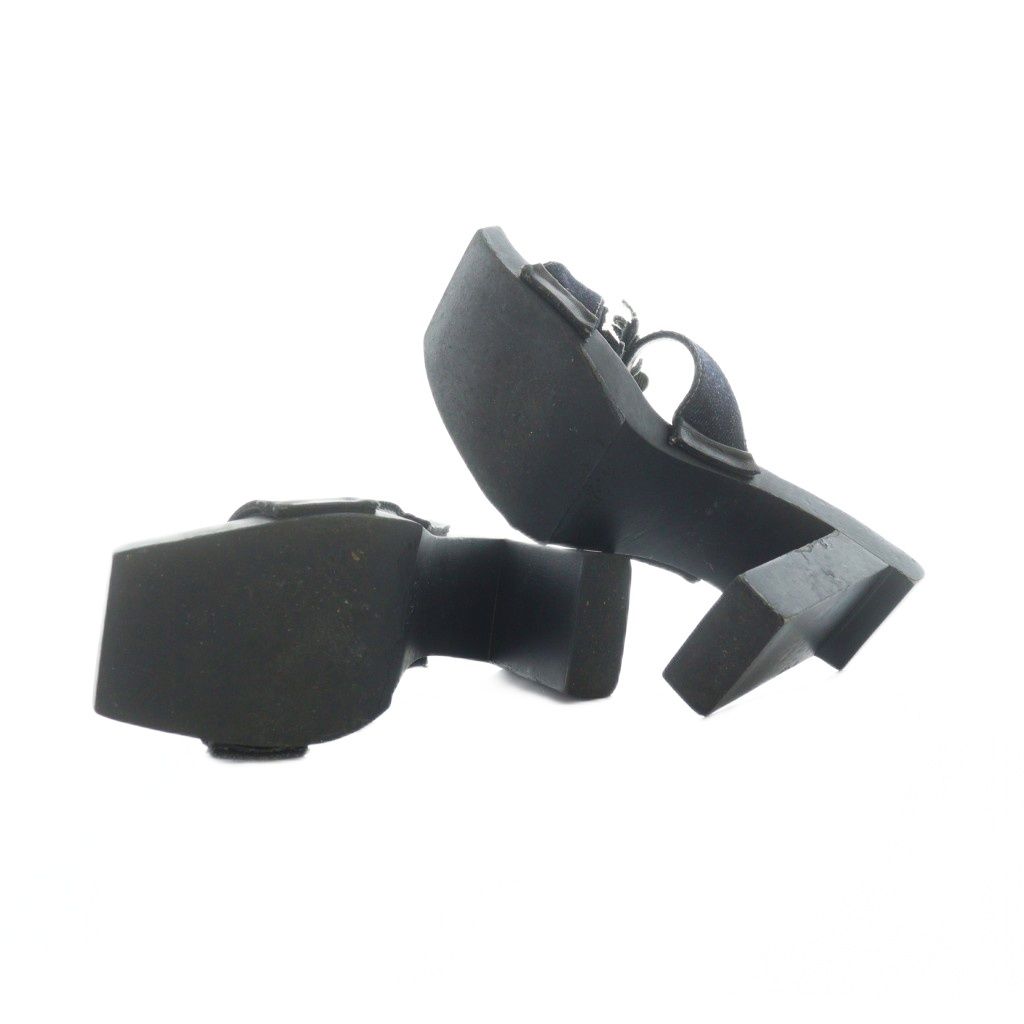 ★超人気★フェンディ　サンダル　ミュール　デニム　フラワーモチーフ　22.5 フェンディ FENDI ミュール サンダル デニム フラワーモチーフ 36.5 黒