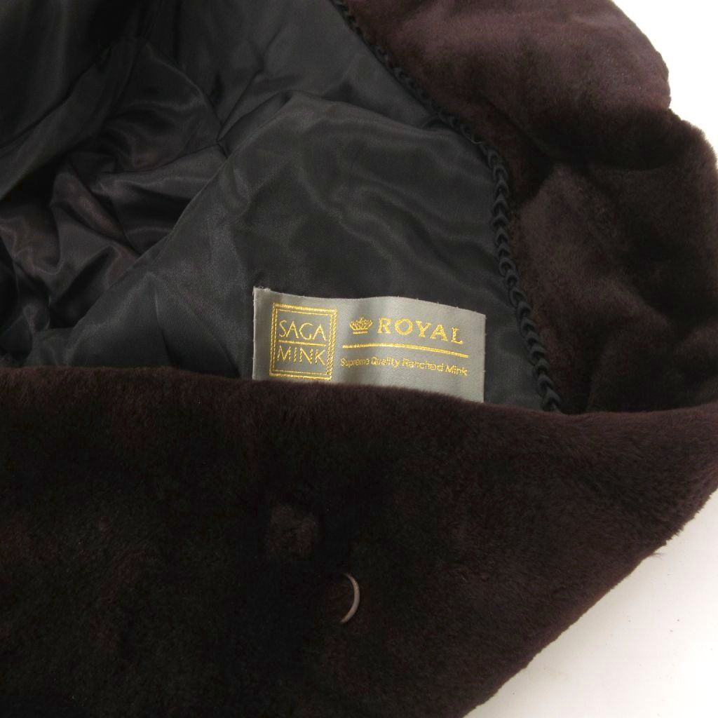 総丈104㎝ サガミンクロイヤル シェアード ブラウン コート L AA143 総