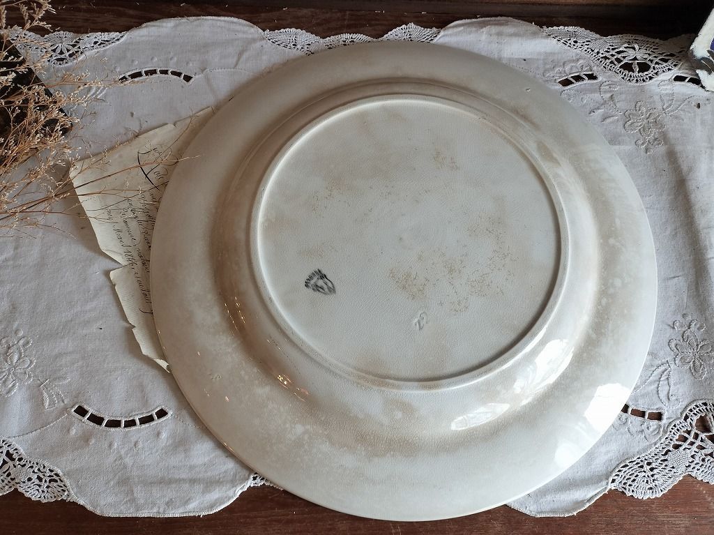 フランス アンティーク 無地 ビストロ 白い 大皿 34㎝ Pexonne 美品