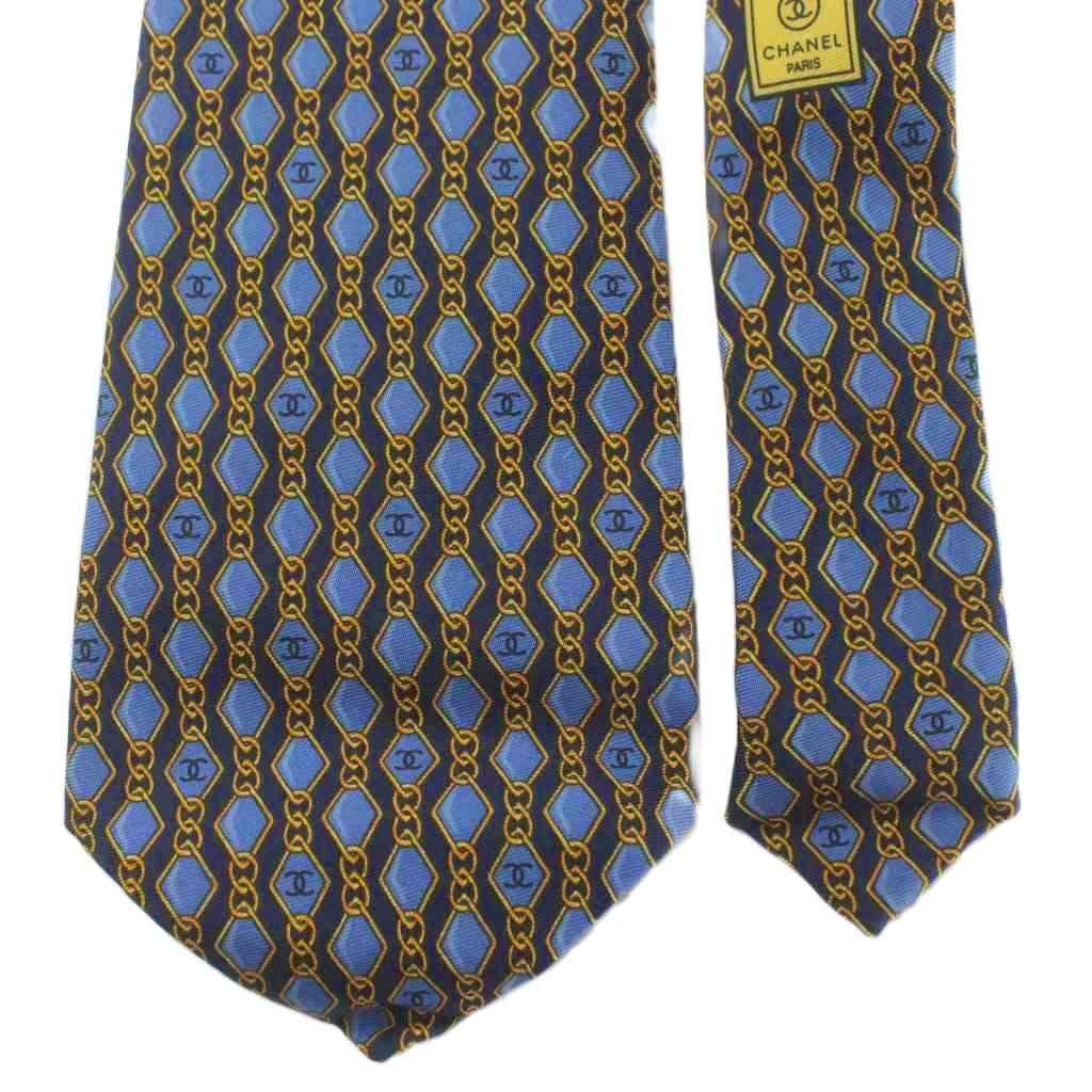 未使用 CHANEL ココマーク 総柄 シルク ネクタイ ゴールド×ブロンズ 未