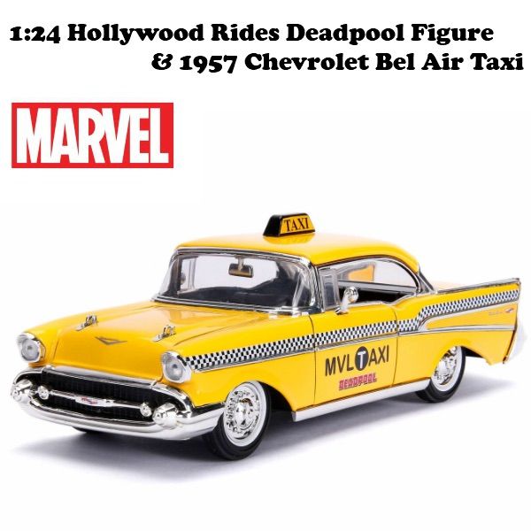  1 24 Hollywood Rides Deadpool TAXI with Figure デッドプールミニカー マーベル イエローキャブ その他 ミニカー